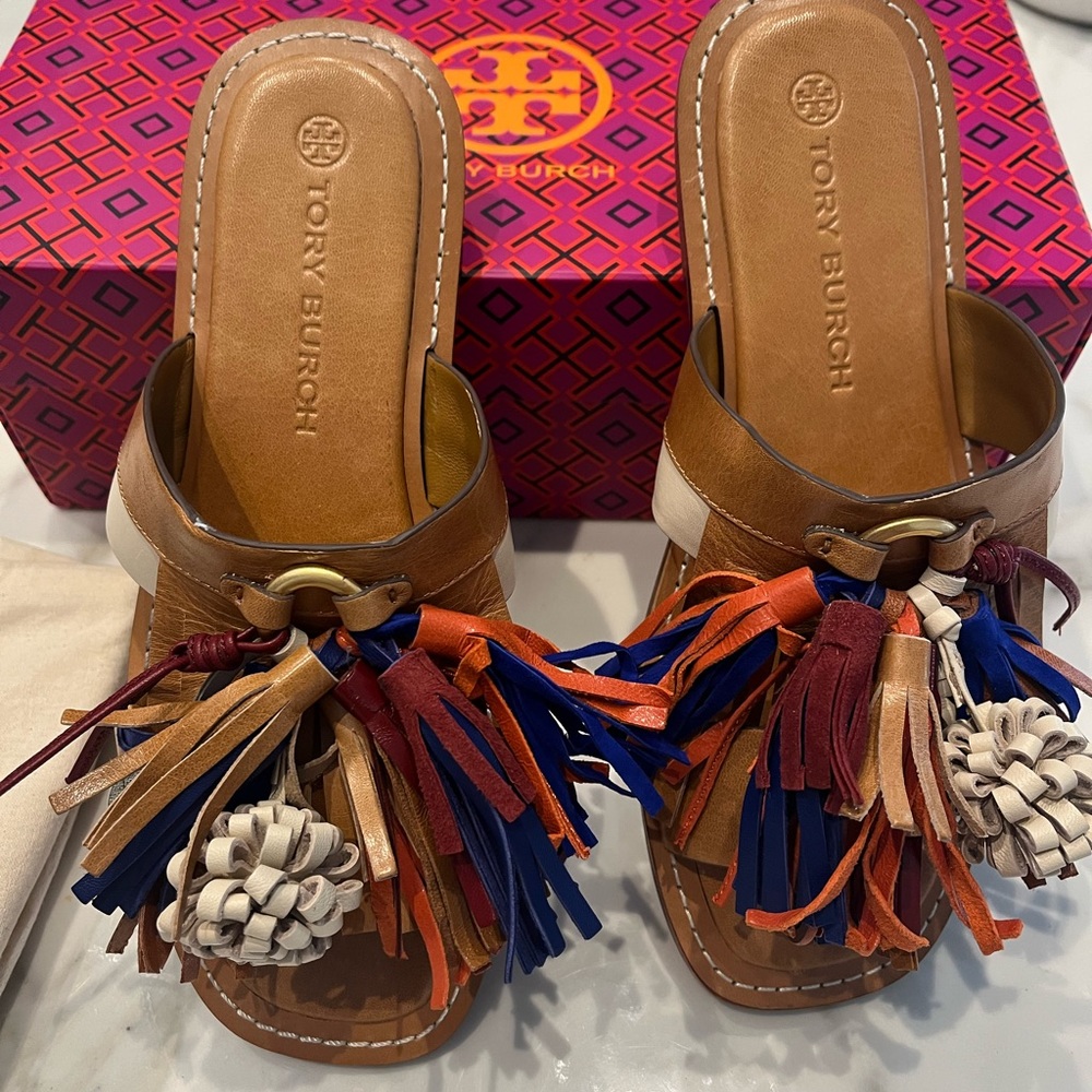 Authentic Tory Burch tassel Miller Sandals